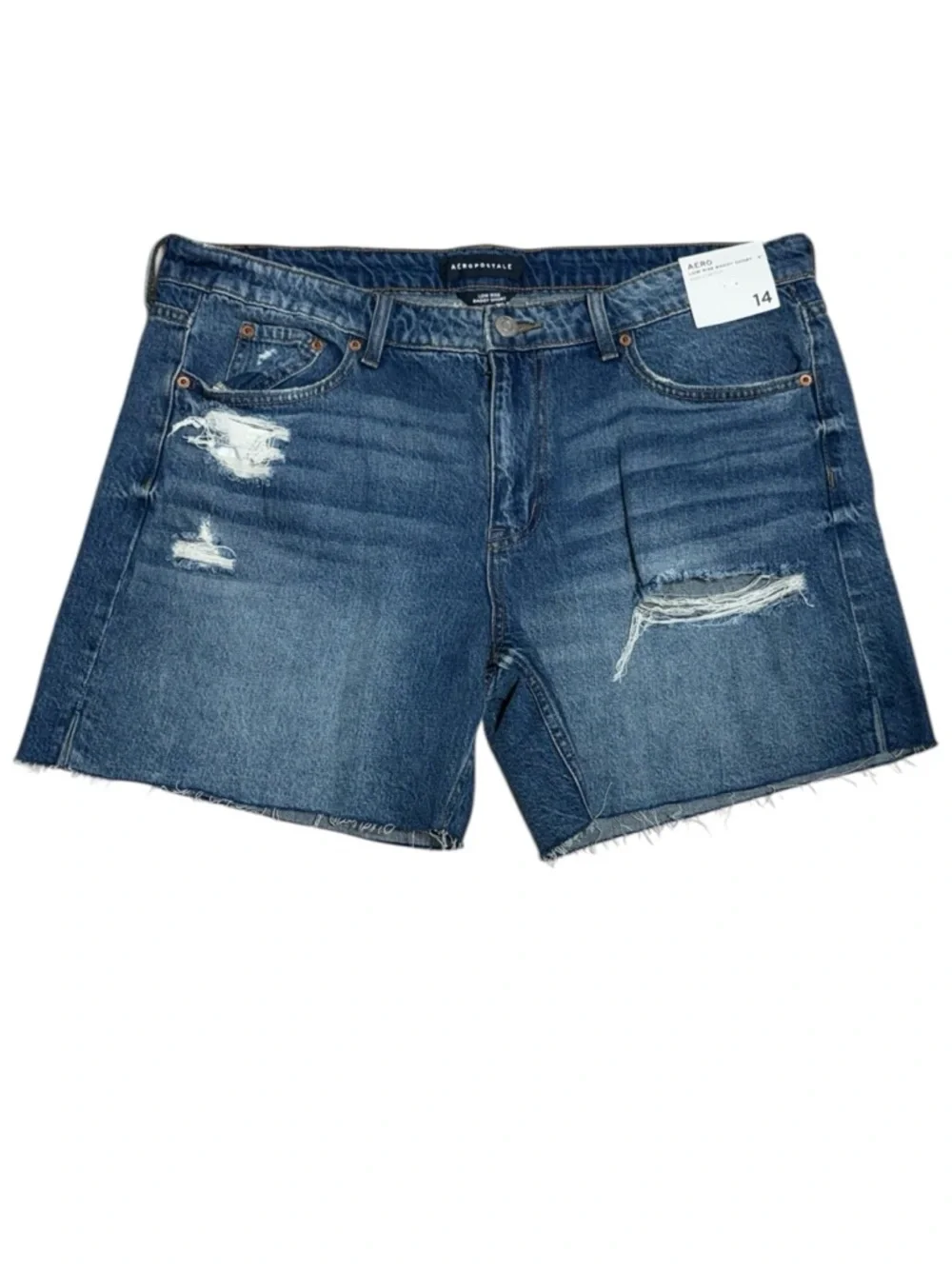 Aéropostale Low Rise Baggy Distressed Denim Shorts - Size 14 - NWT